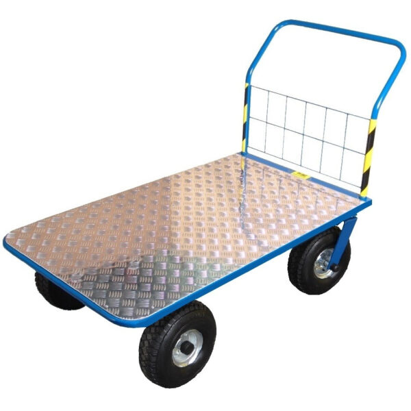 Wózek magazynowy z platformą z blachy aluminiowej, koła 300 mm, Agromech