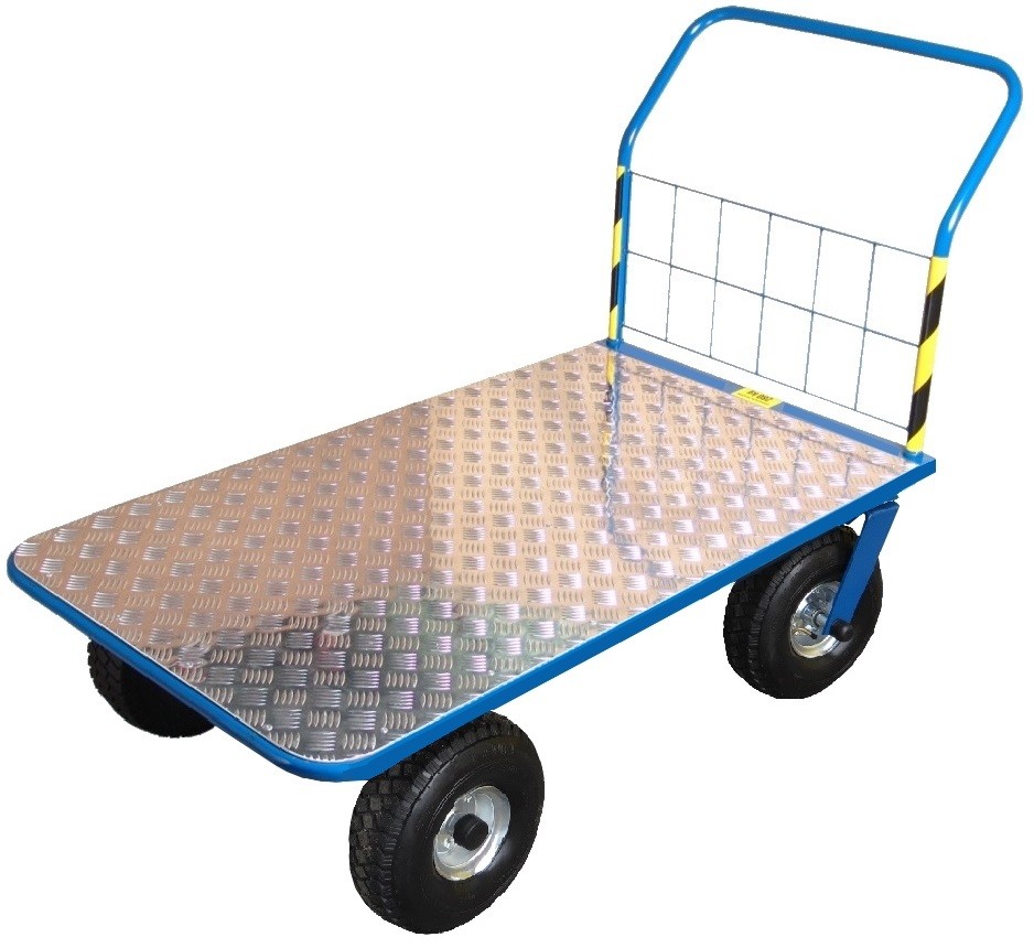 Wózek magazynowy z platformą z blachy aluminiowej, koła 300 mm, Agromech